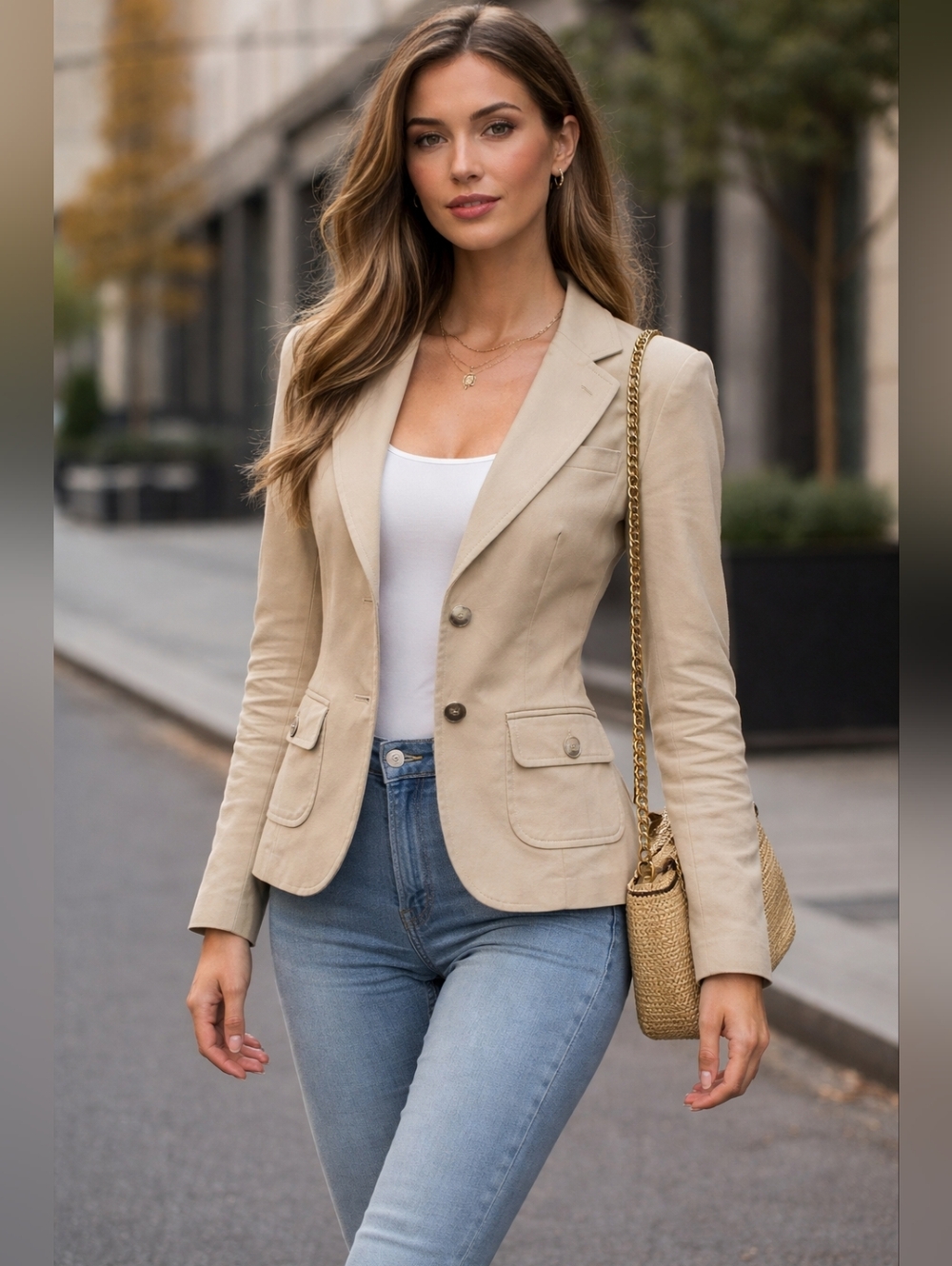Banana Republic Beige Tailored Blazer